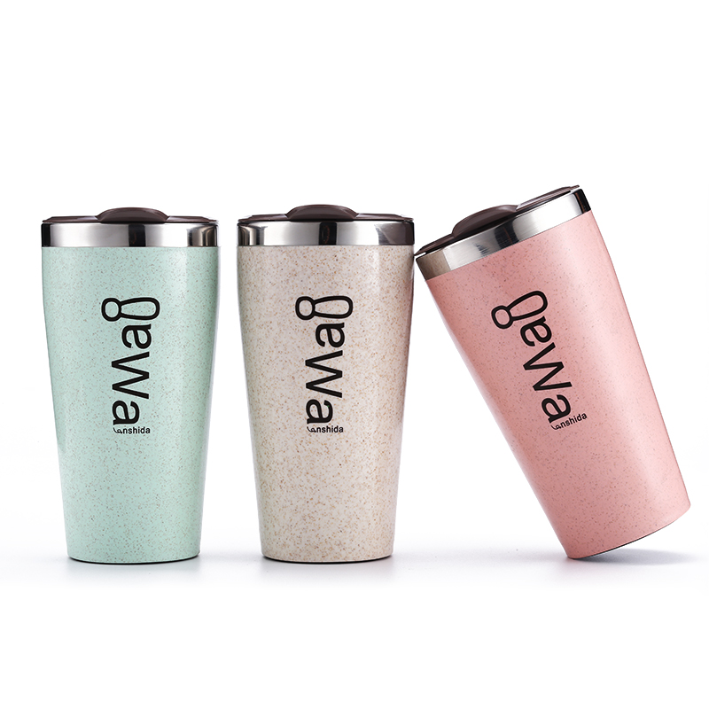 Профессиональное производство, повседневная кофейная кружка kaffeebecher из нержавеющей стали с принтом на заказ, кружка для кофе из пшеничной соломы