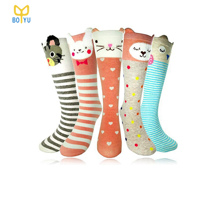 BY-N649 kids cheap knee high socks for children school kids girls knee high socks