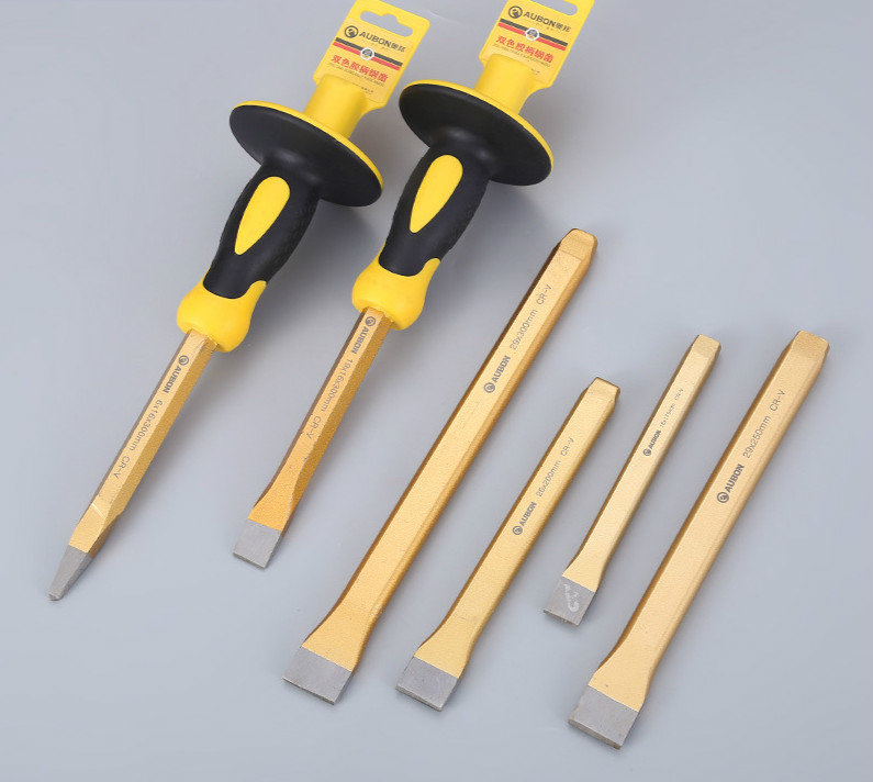Factory Wholesale 6-Piece Steel Chisel Set 300mm Steel Chisel Rubber Handle Spitstick Flat Chisel Hairpin Hardware Tools