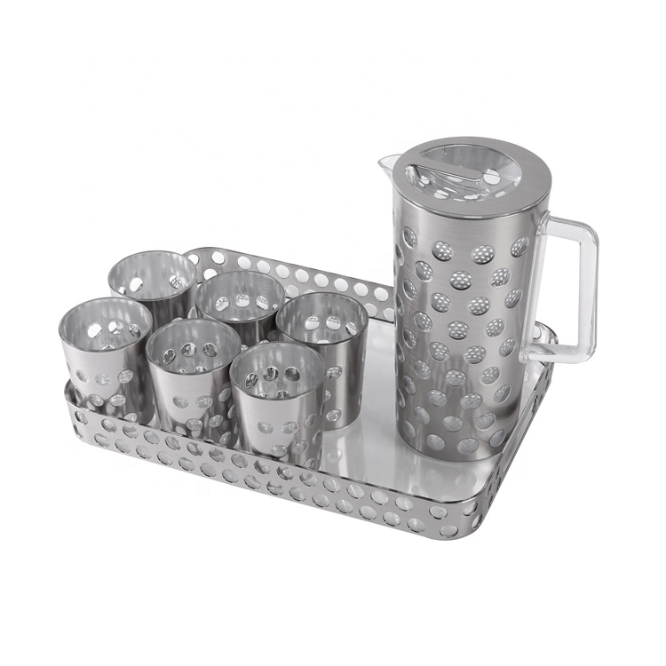 PS Plastic Water Jug Stand By Customize Parlor Restaurant Family Use Water Jug With Cup And Tray