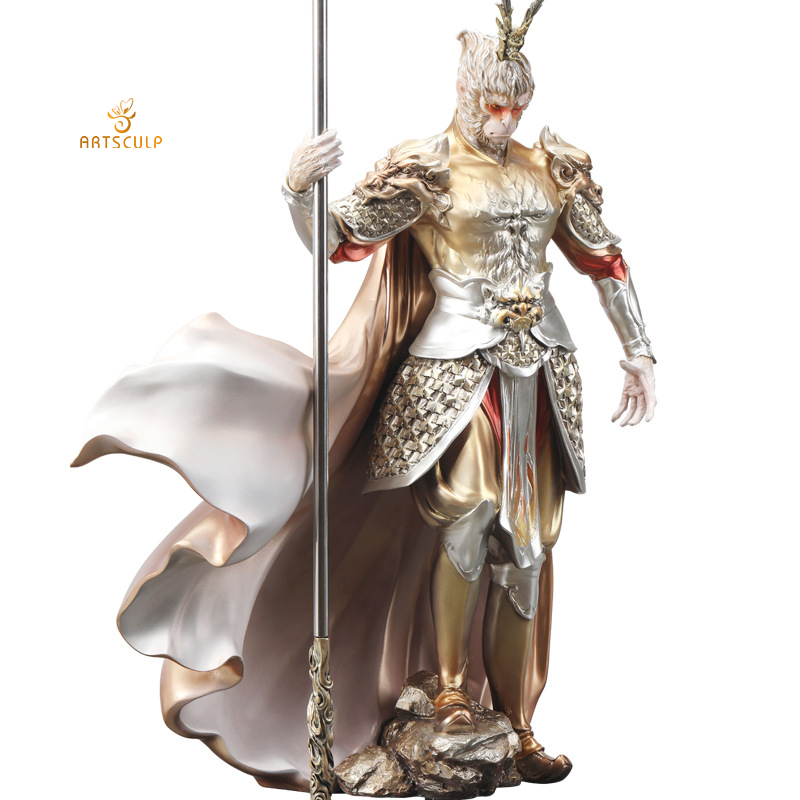 High quality small craft home decoration monkey king fiberglass statue