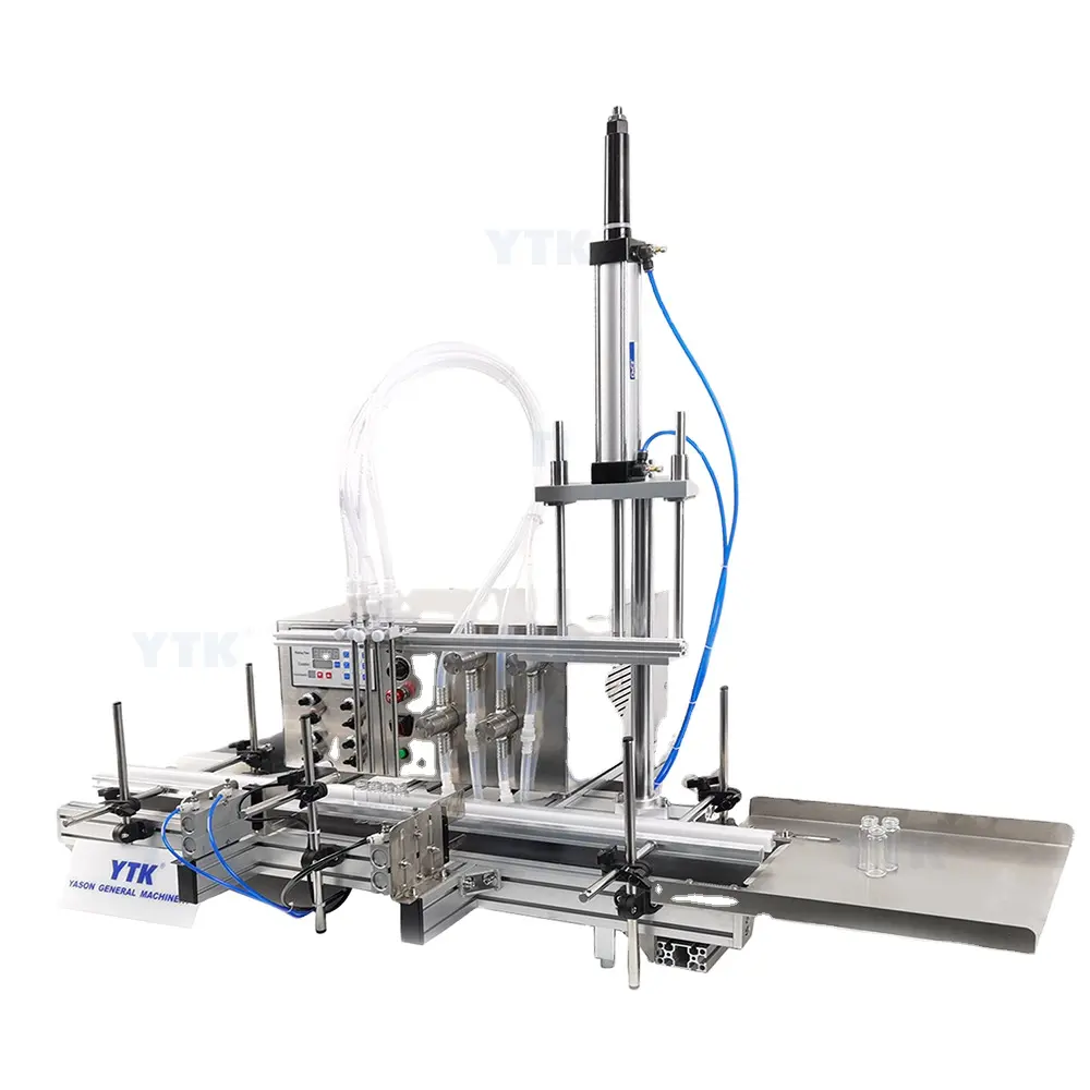 YTK -FMMP4 Small Automatic Desktop Pump Liquid Essential Oil Filling Machine With Conveyor Stainless Steel