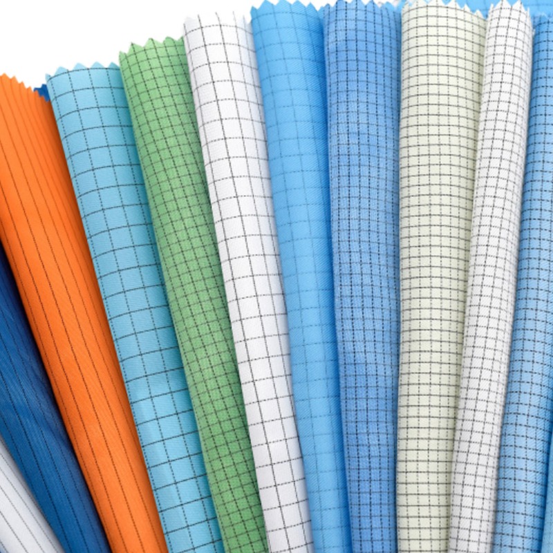 Conductive Wire Twill Polyester 5mm Grid Anti Static Cloth Fabric Esd fabric Dark Blue For Lab Clothing