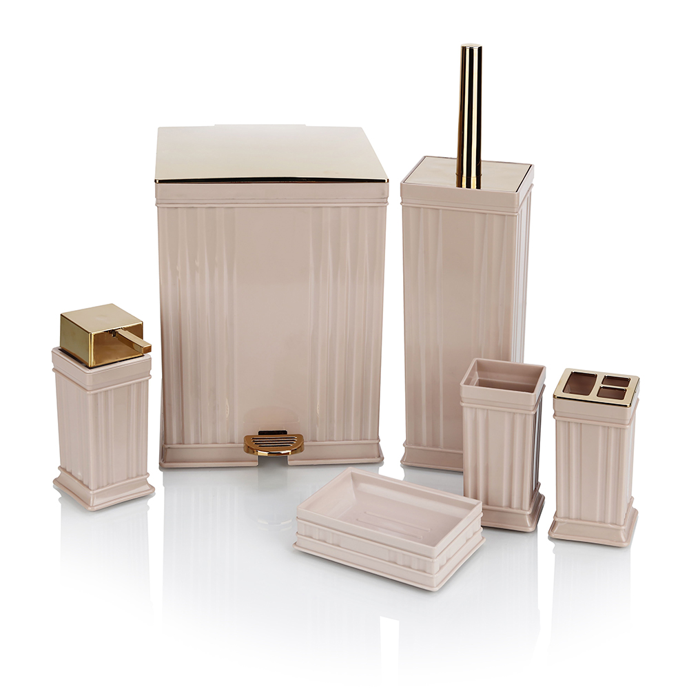 High Quality Wholesale Stylish and Functional ROMA Bathroom Set 6 Pieces soap dispenser toothbrush holder waste bin