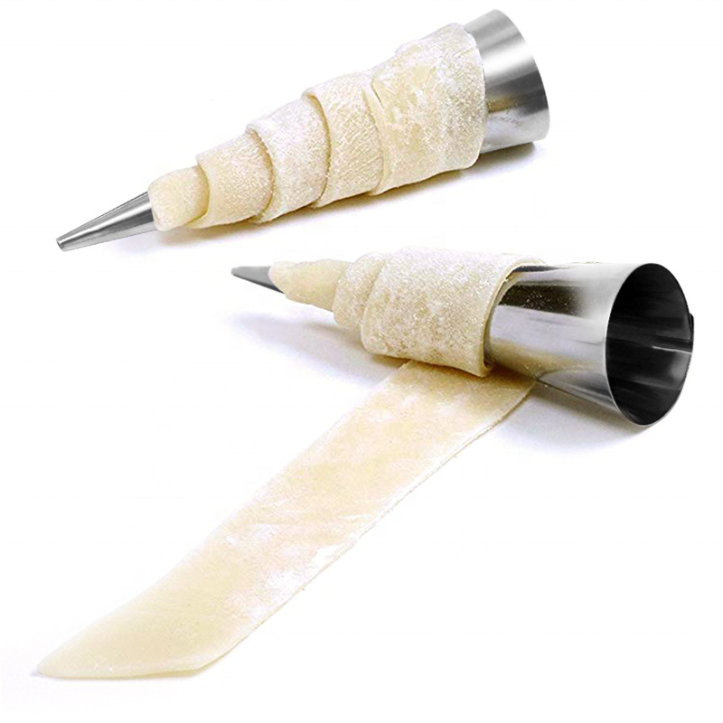 Stainless Steel Cone-Shaped Spiral Tube Bread Baking Ice Cream Mold For Cake Danish Horn Crisp