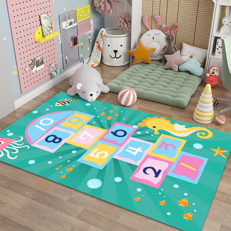 Hot selling household 3d printed polyester carpet mat kids cute room decor for baby bedroom rugs