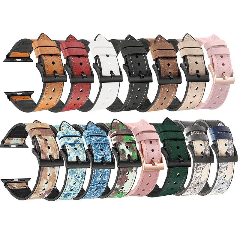 Ремешок Qiman для Apple Watch, кожаный браслет для iWatch Series 8 7 6 5 4 3, подходит для мужчин и женщин, 49 мм 45 мм 44 мм 41 мм