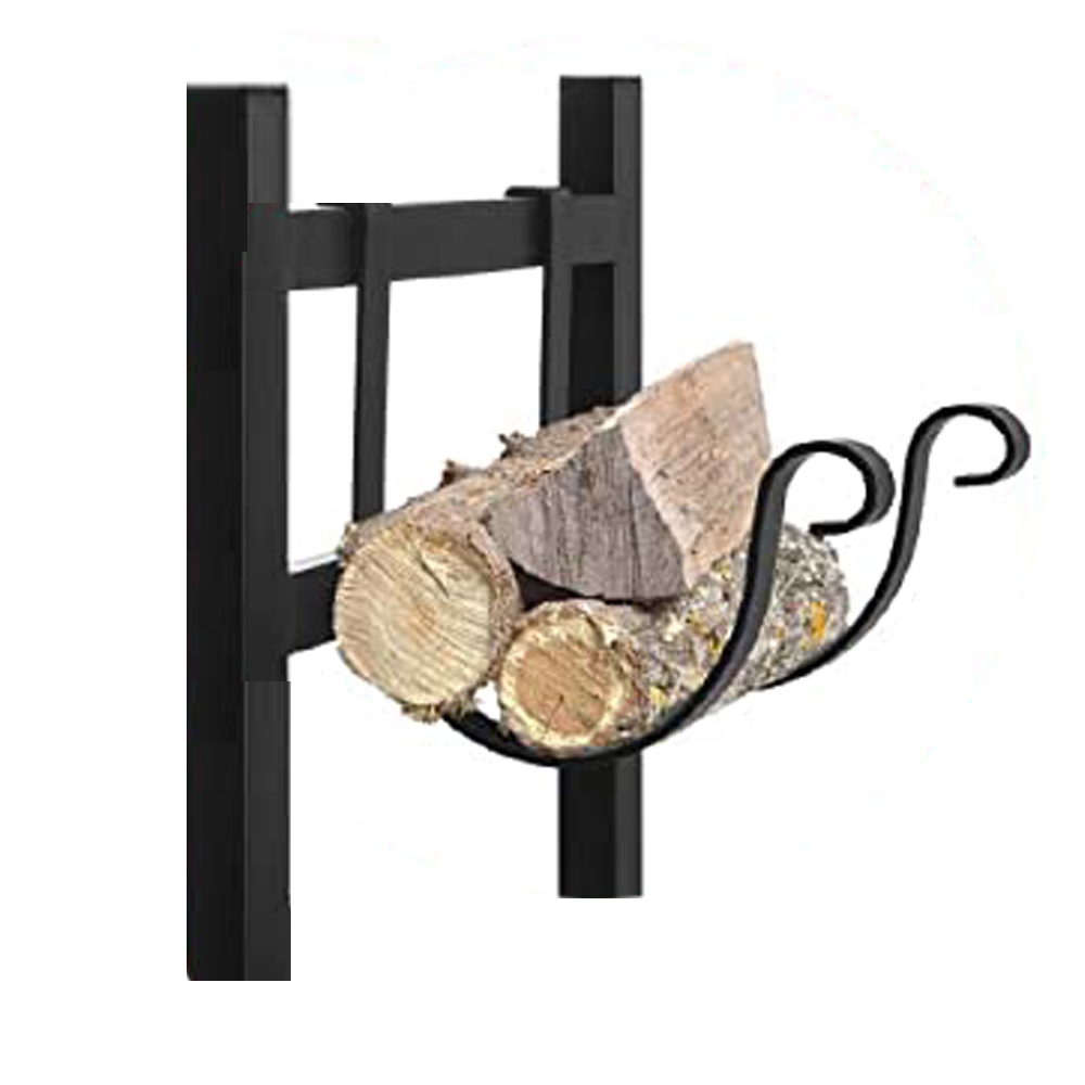 Large Firewood Rack Indoor Fireplace Tool Rack Outdoor Log Rack with 4 Tools Wood Holder Bin Firewood Holders