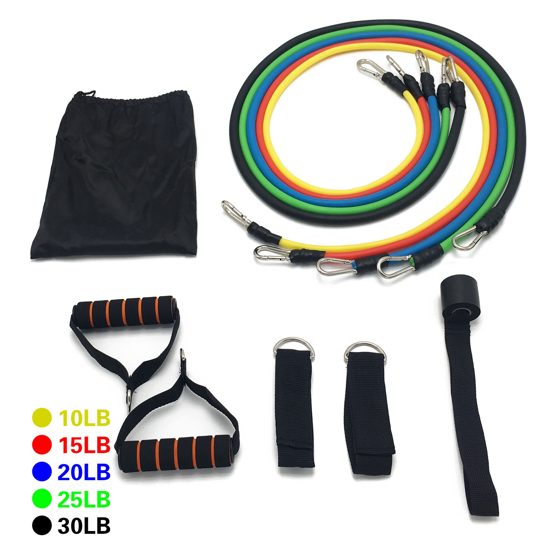 Custom logo 100lbs Latex 11 pcs resistance tube fitness with Enough Stock Resistance Rope Set Bands Tubes Set