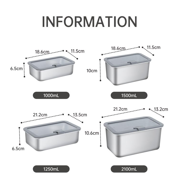 Lekfre Food Storage Containers With Tempered Glass Lids 304 Stainless Steel Storage Containers Meal Prep Containers For Kitchen