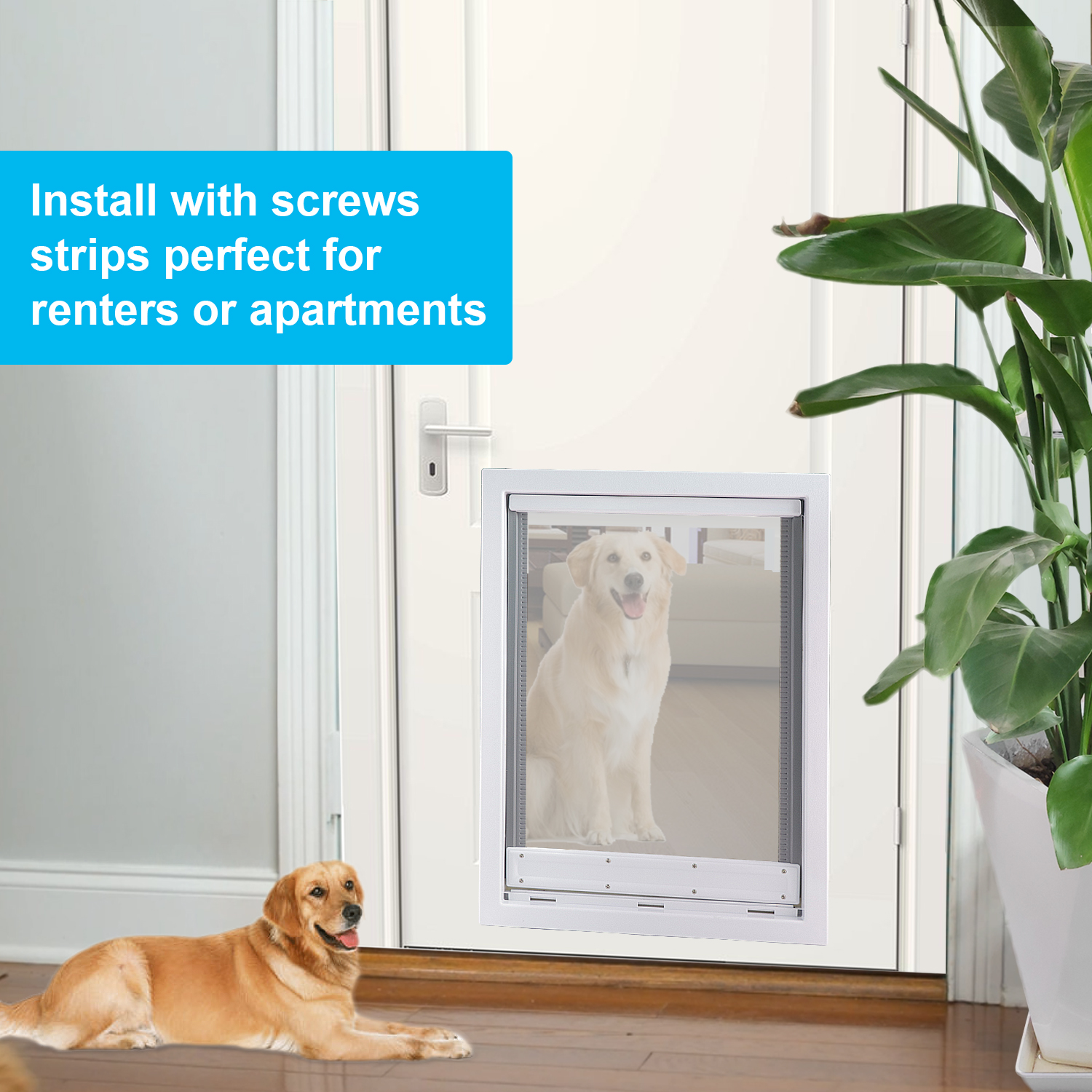 Plastic Pet Door for Cats and Dogs Easy to Install PVC Plastic Pet Door for Small Medium Large Dogs and Puppies