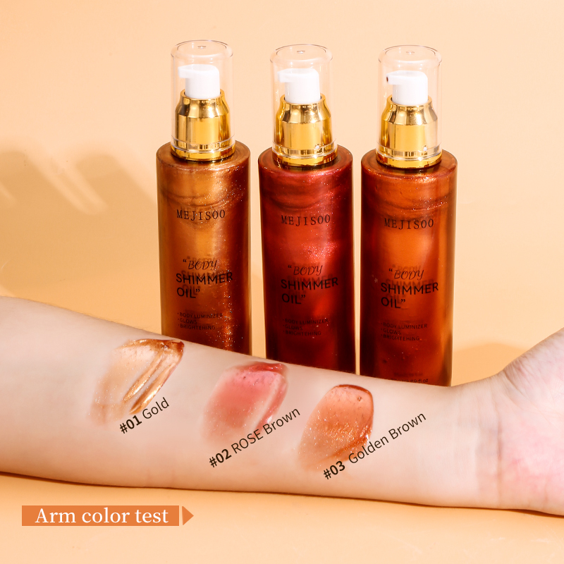 85ml Best Organic Body Glitter Oil Wholesale Cosmetics Makeup Liquid Glitter Bronze Color Suitable for Parties