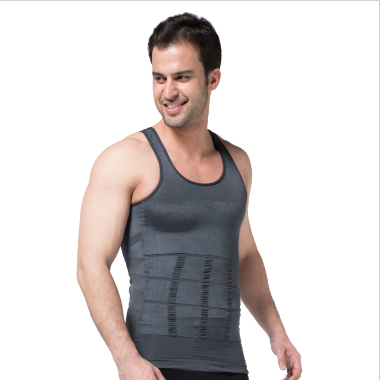 Men's Body Shaper Slimming Shirt Tummy Waist Vest Lose Weight Shirt, Men's Elastic Sculpting Vest Thermal Compression Base Layer