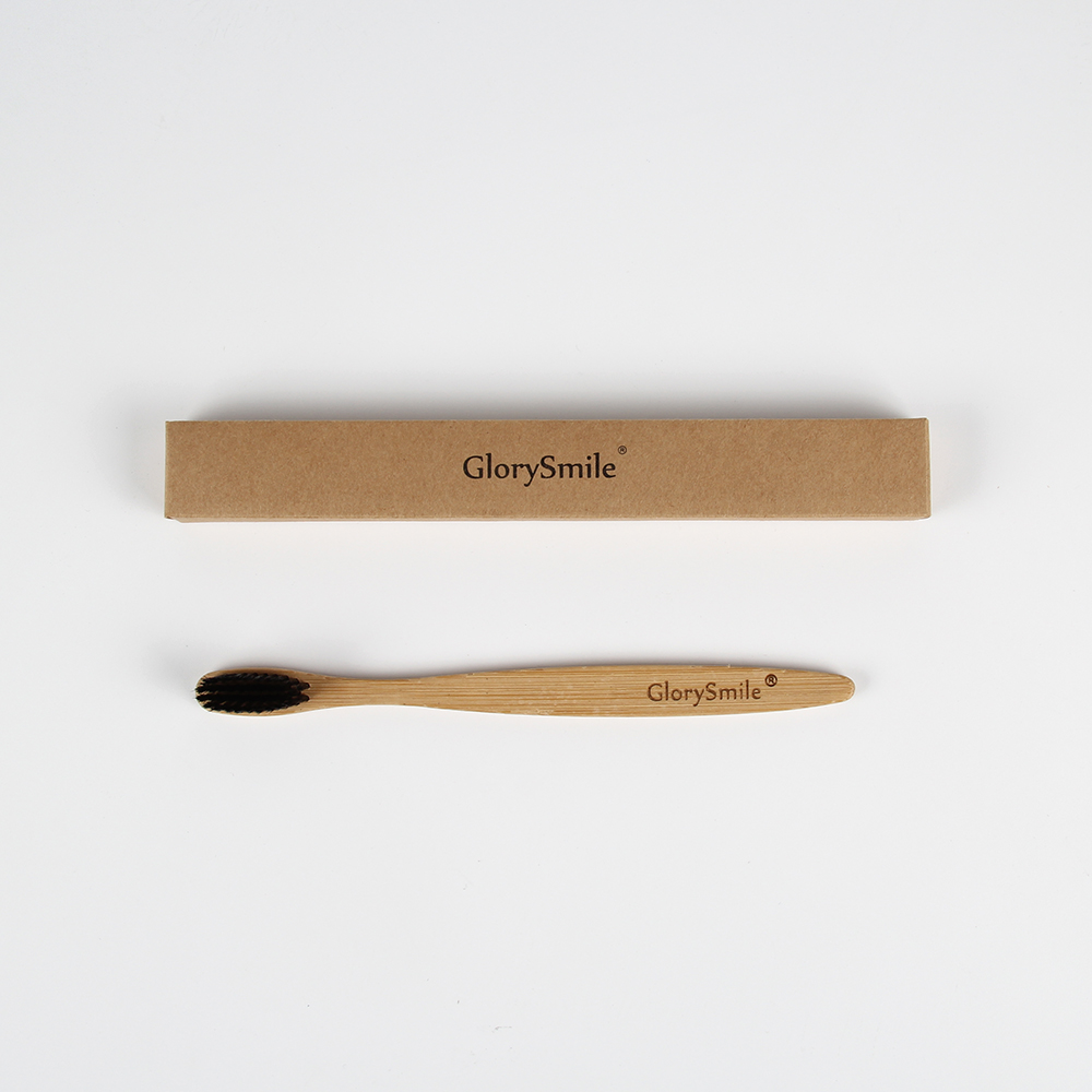 Hot Sale GlorySmile Disposable Single Packed Charcoal Bristle Bamboo Toothbrush Custom Logo