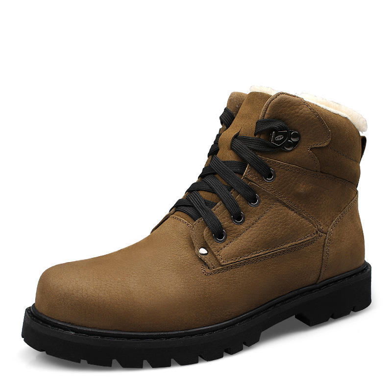 Wholesale Martin boots leather and wool warm winter shoes men 2021 new design thick bottom wear waterproof boots