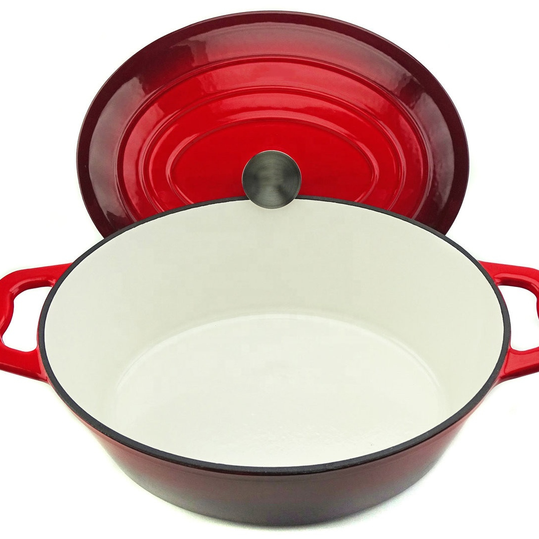 7.5L Big Capacity Enameled Cast iron oval Turkey Roaster pots with Pot Cover