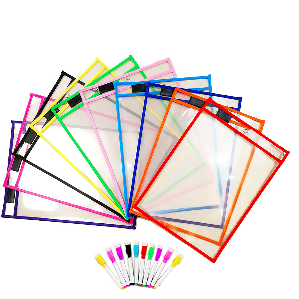 Best Selling Dry Erase Pockets Dry Erase Sleeves Reusable Sheet Protectors Clear Plastic Reusable Sleeves