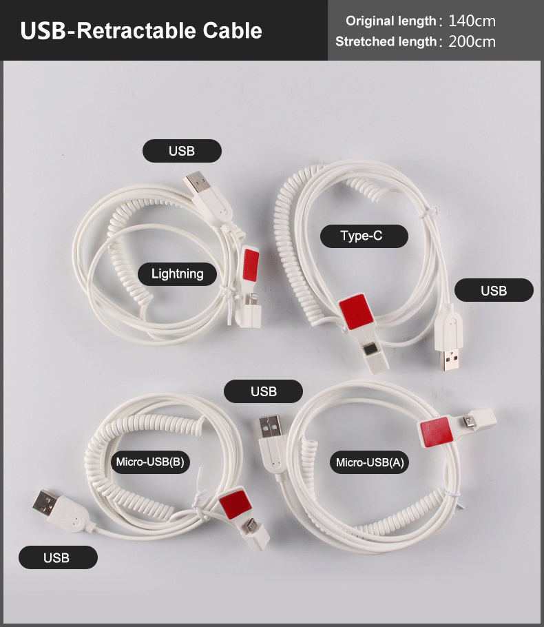 С эффектом приближения C зарядкой Micro-USB Type-C Интерфейс Iphone мобильного телефона безопасности с защитой от краж с датчик кабели для множество портов GSM сигнализация системы