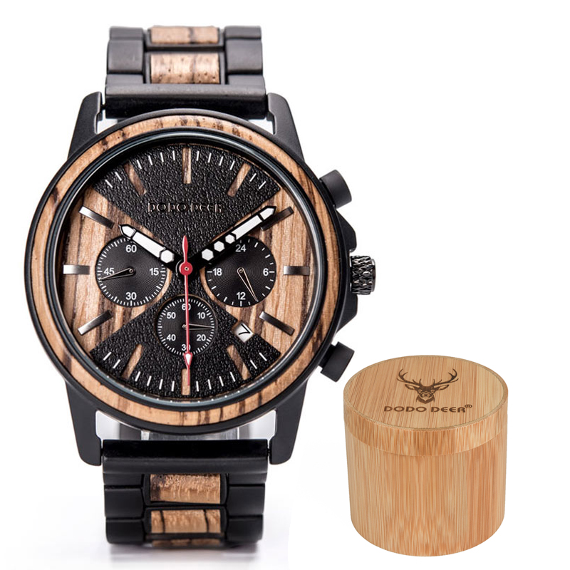 Classic Handmade Waterproof Men Wood Watch 1 Piece Custom Logo Timepieces Chronograph Watch