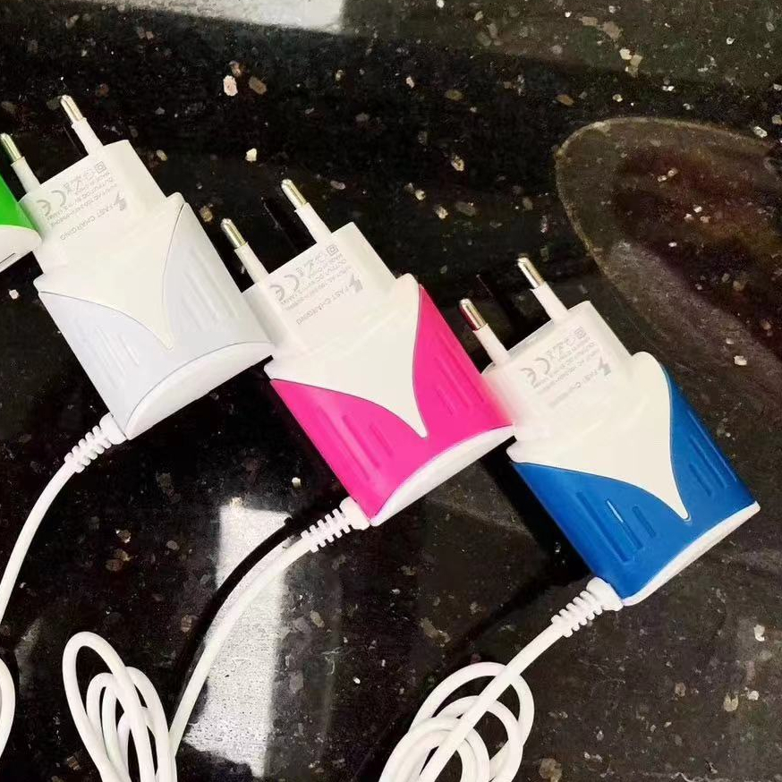OEM universal travel 2A adapter smart mobile phone usb wall charger with led light cable US EU
