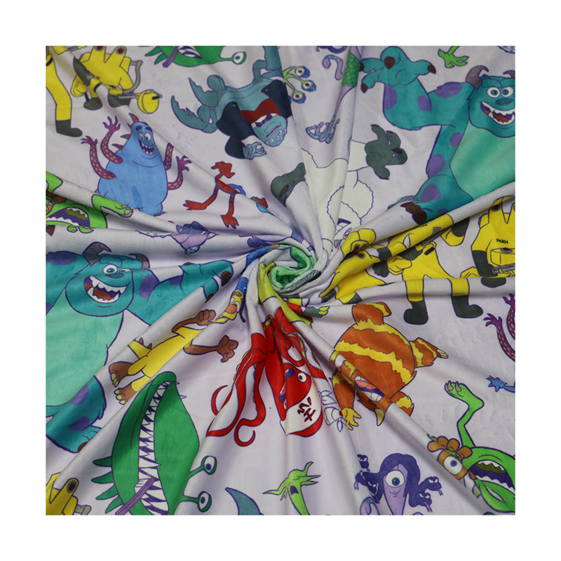 Hot Selling Custom Digital Printing Cartoon Super Soft Fabric For Blanket