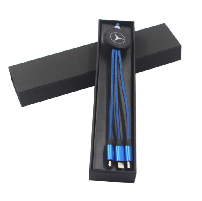 POGO Creative luminous logo  one drag three data cable  USB three in one multi-function quick charging gift customization