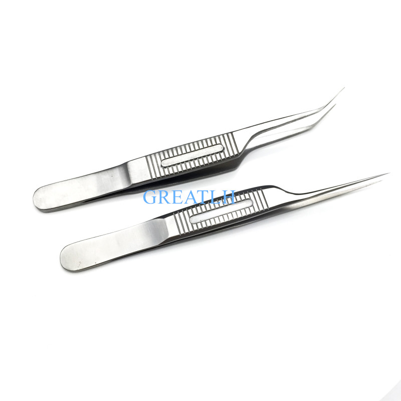2pcs/set Fue Hair Transplant Forceps Curved and Straight 0.4mm