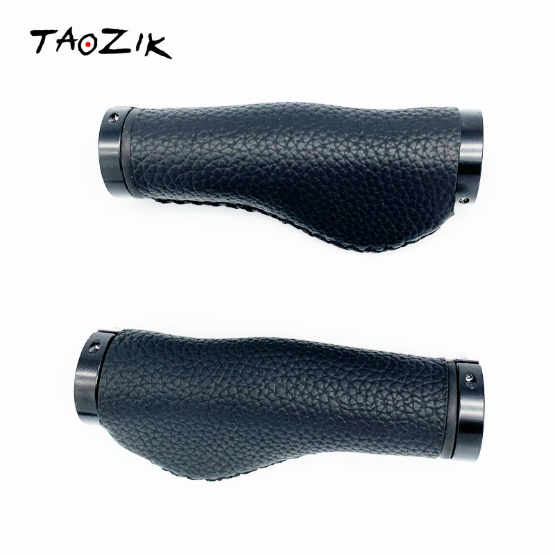 Taozik TG01 lock-on ergon Vintage bike leather grips handle bar Handlegrip Aprietes de bicicleta Recipientes de cuero de bicicl