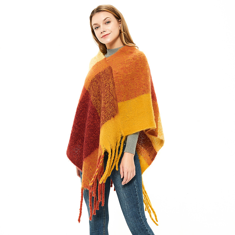 Women's Tassel Shawl Wrap Poncho Cape Cardigan Sweater for Fall Winter