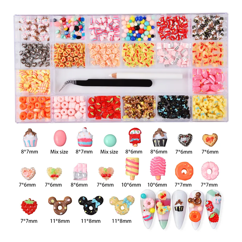 Popular Candy Sweets Nail Charms DIY Flatback Nail Supplies for Nail Decoration