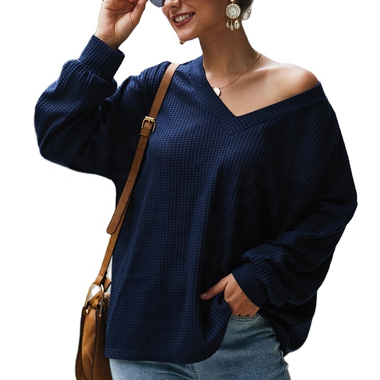 Winter 2021 Plus Size Fashion Women Knitted Sexy V Neck Custom Pullover Sweaters