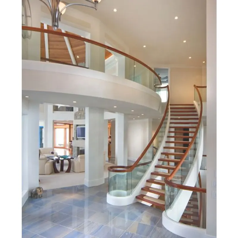 Luxury Hotel Design White Marble Curved Staircase