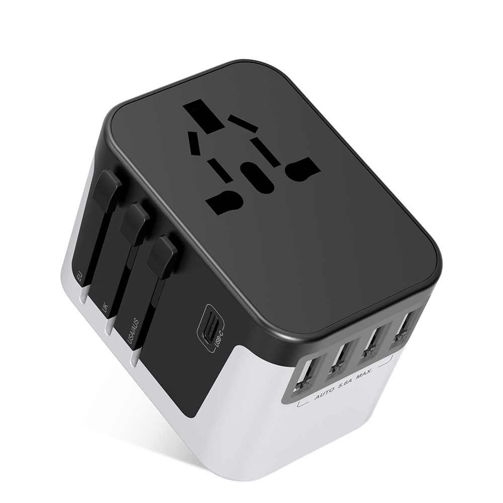 Новый дизайн Портативный Путешествия адаптер 4USB Тип c 5600ma выход Multi plug Универсальный зарядное устройство