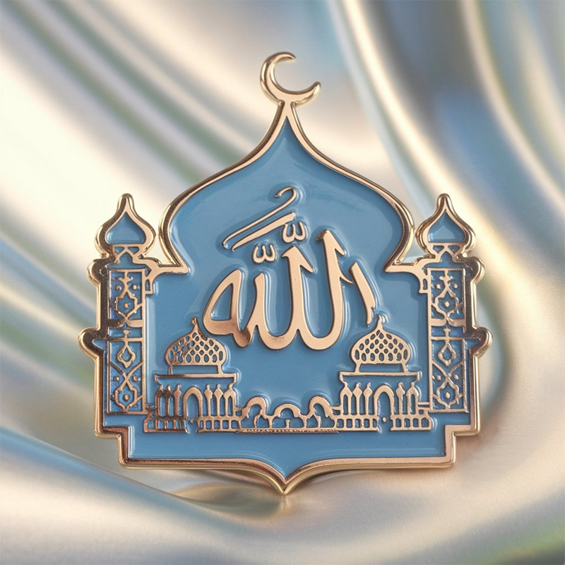 Manufacturer Wholesales Islamic Baby Scarf Pins Hijab Shawl Muslim Arab Middle East Logo Enamel Pins Gifts Cute Metal Zinc Alloy