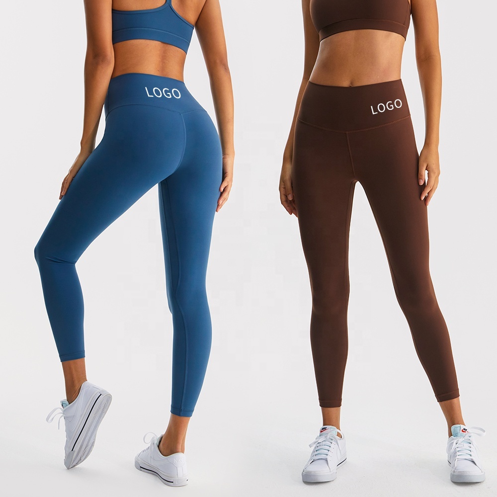 High-Waist Women's Sweat-Wicking Fitness Tights Solid Pattern Long Yoga Pants for Exercise and Adults
