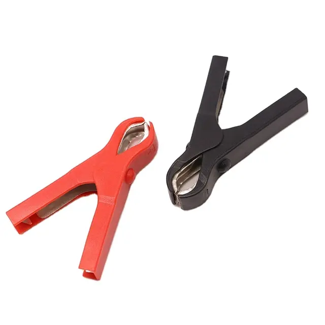90mm 30A Plastic Alligator Car Battery Clips Red and Black Plastic Covers Steel Spring Clip