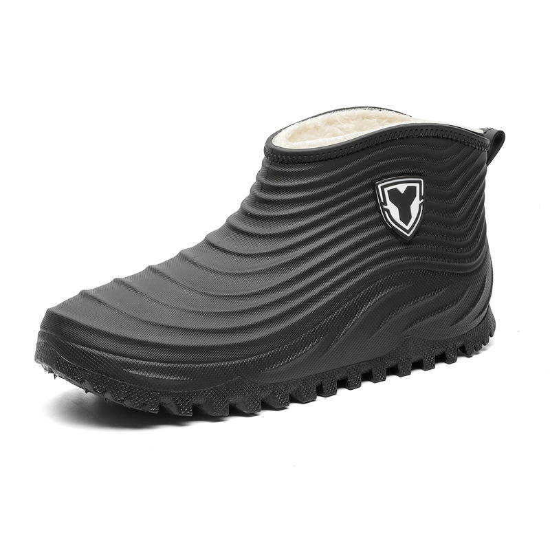 Men's New Short Tube Insulated Winter Rain Boots Durable Non-Slip Wear-Resistant Fleece Lining for Beach Fishing Kitchen Use