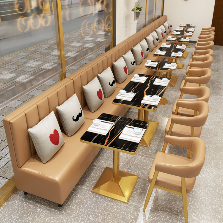 Light Western Restaurant Booth Sofa Table and Chair Combination Luxury Style Cheap Customized Catering Tea House Restaurant