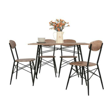 Morden wooden square dining room table and chair set with metal leg