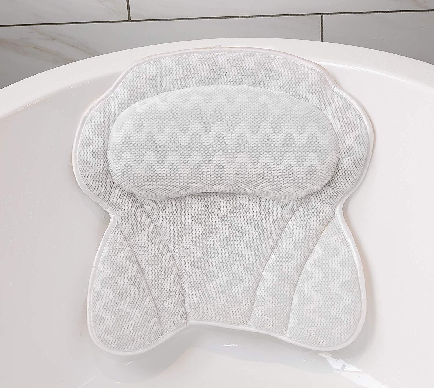 White Bath Pillow Spa 3d Mesh Bath Pillow With Suction Cup For Tub In Bathroom Gel Bath Pillow