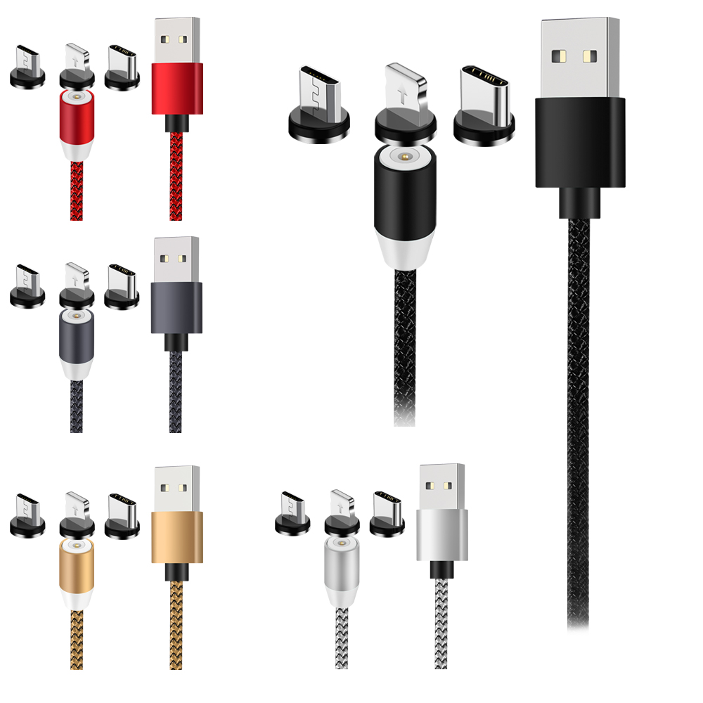 Светодиодный магнитный 3 в 1 USB кабель, используемый для Lightning Type C Micro USB