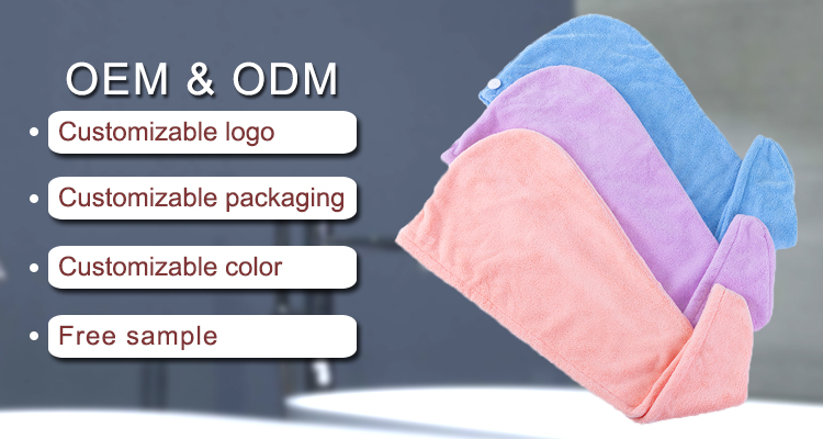 Custom logo hair salon drying turban towel Microfiber wrap hair towel for curly hair after shower