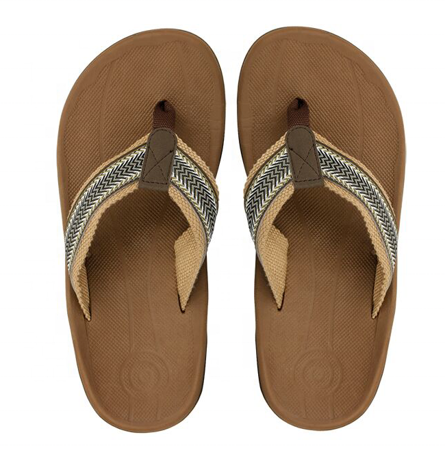 High quality Eva Embossed Arch Support Slipper For Mens Beach Flip Flops