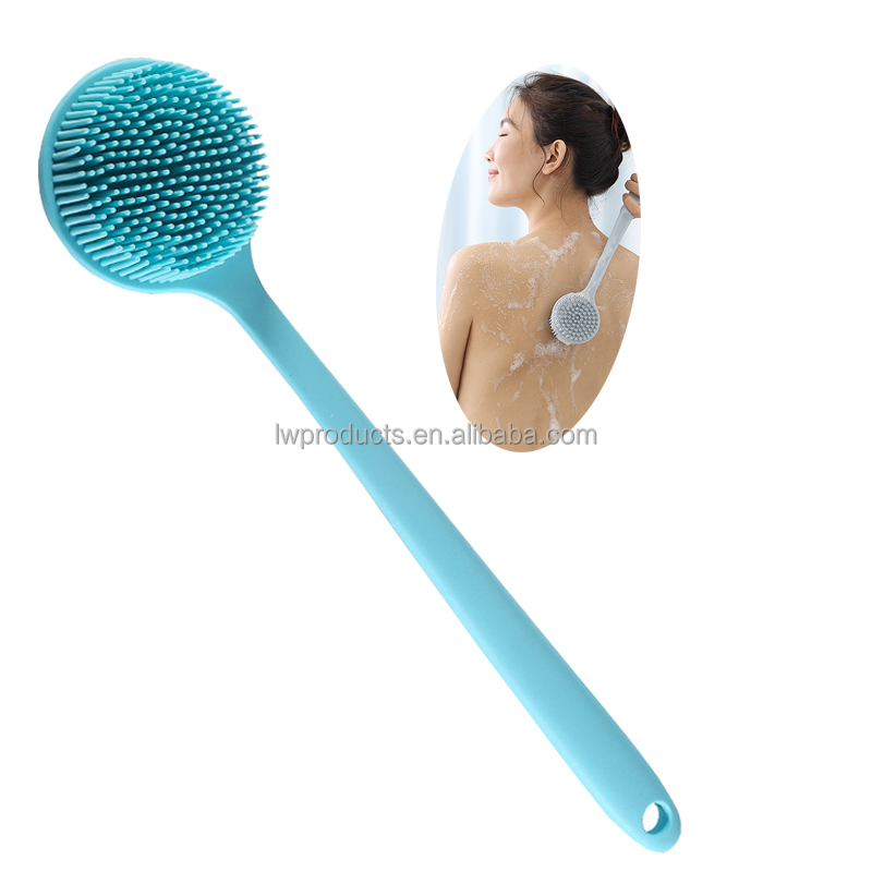 Silicone ванны щетка с длинной ручкой, гаджет для ванной для массажа, нейлоновая щетка