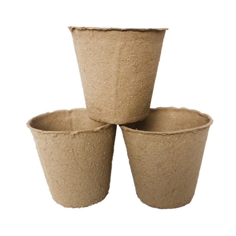 Round Paper Pulp Seed Starting Peat Pots Biodegradable Plant Nursery Cup Tray Garden Seed Germinating Plant Raising Cup