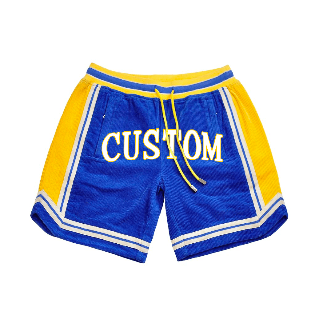 custom wholesale lounge fashion vintage mens fringe embroidery LOGO pockets blank breathable corduroy basketball shorts