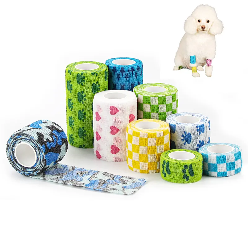 5cm Veterinary/horse/dog bandage supplier printed custom cohesive vet wrap