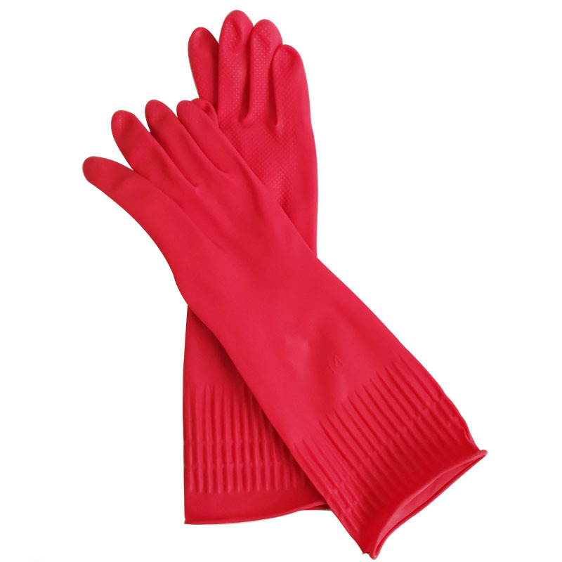 Wholesale High Quality 30 Cm 38CM 40 CM 16 Inches Household Kitchen Dish Washing Red Rubber Extra Long Latex Cleaning Gloves
