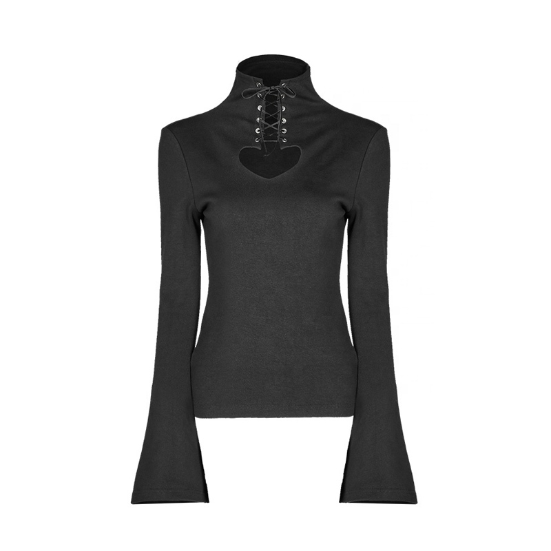 OPT-305 PUNKRAVE Heart hollowing tight sweater with rope latest design ladies sweater