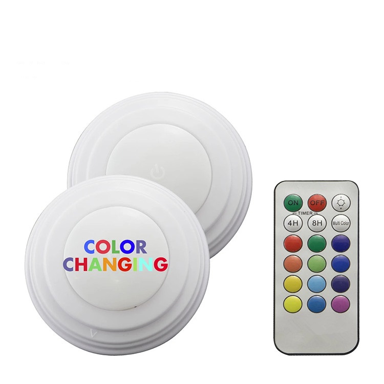 Remote Control Wireless LED Color Changing RGB Accent Touch Puck Light
